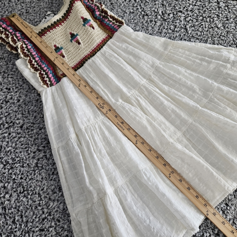 Zara Girls Crochet Dress Size 13-14 L White Cream Sleeveless Cotton Summer Boho - Picture 10 of 10